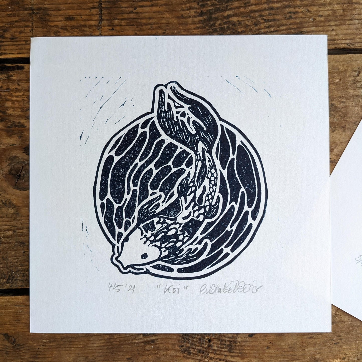 "Koi" Fish Original Handmade Linocut Print