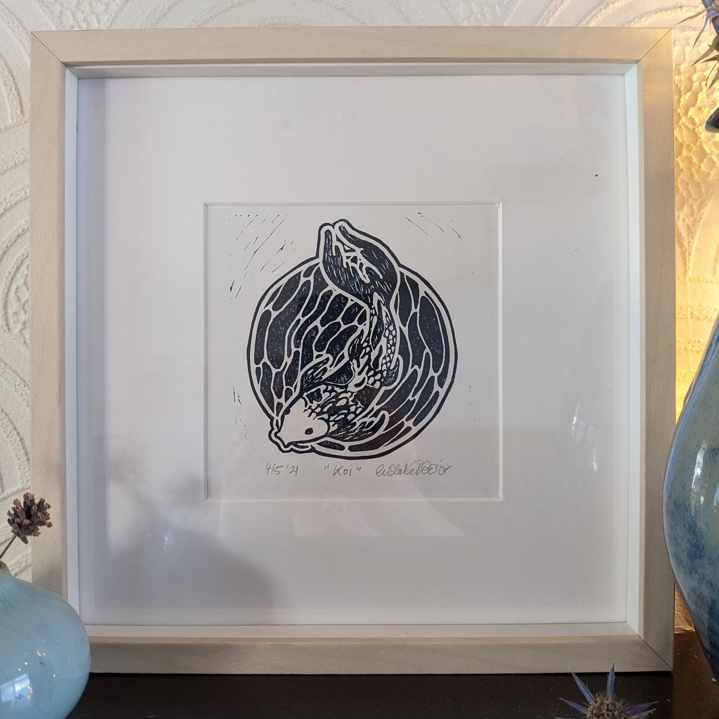 "Koi" Fish Original Handmade Linocut Print