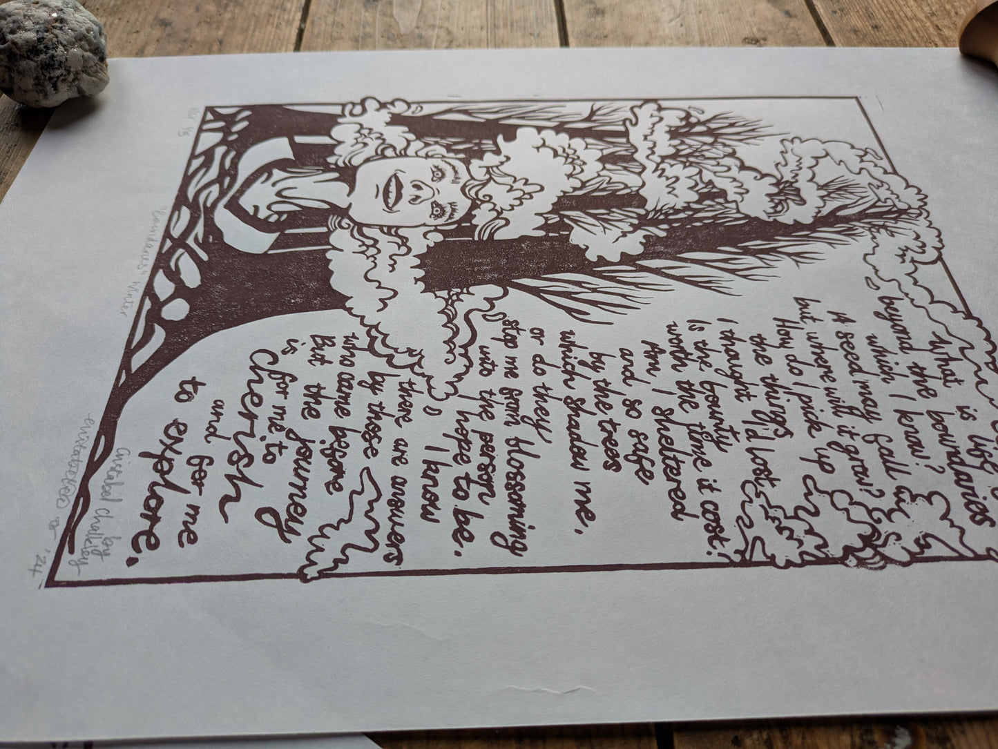 "Boundaries" Original Handmade Linocut Print