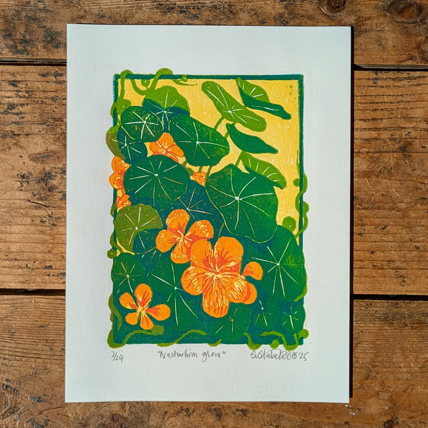 A5 Reduction Relief Print "Nasturtium glow"