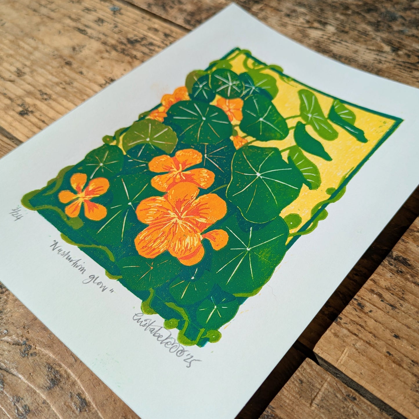 A5 Reduction Relief Print "Nasturtium glow"