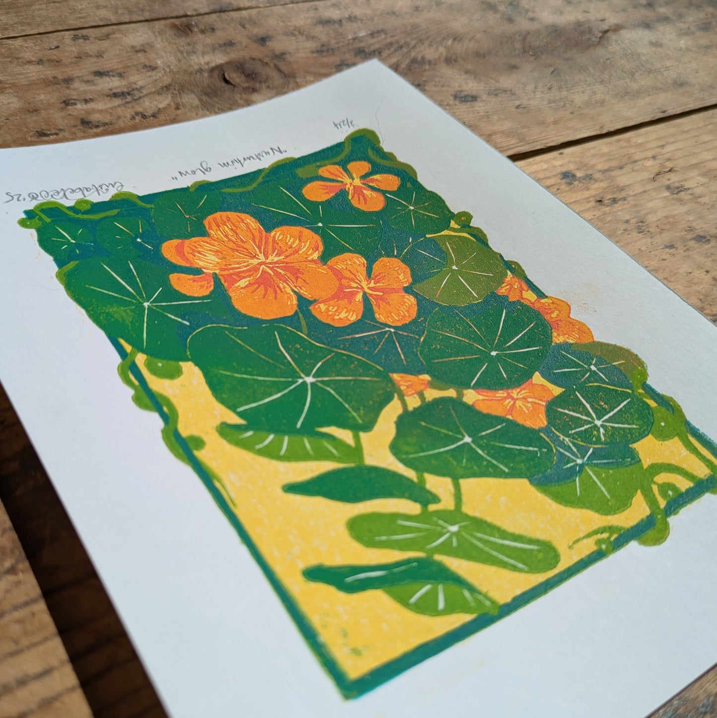 A5 Reduction Relief Print "Nasturtium glow"
