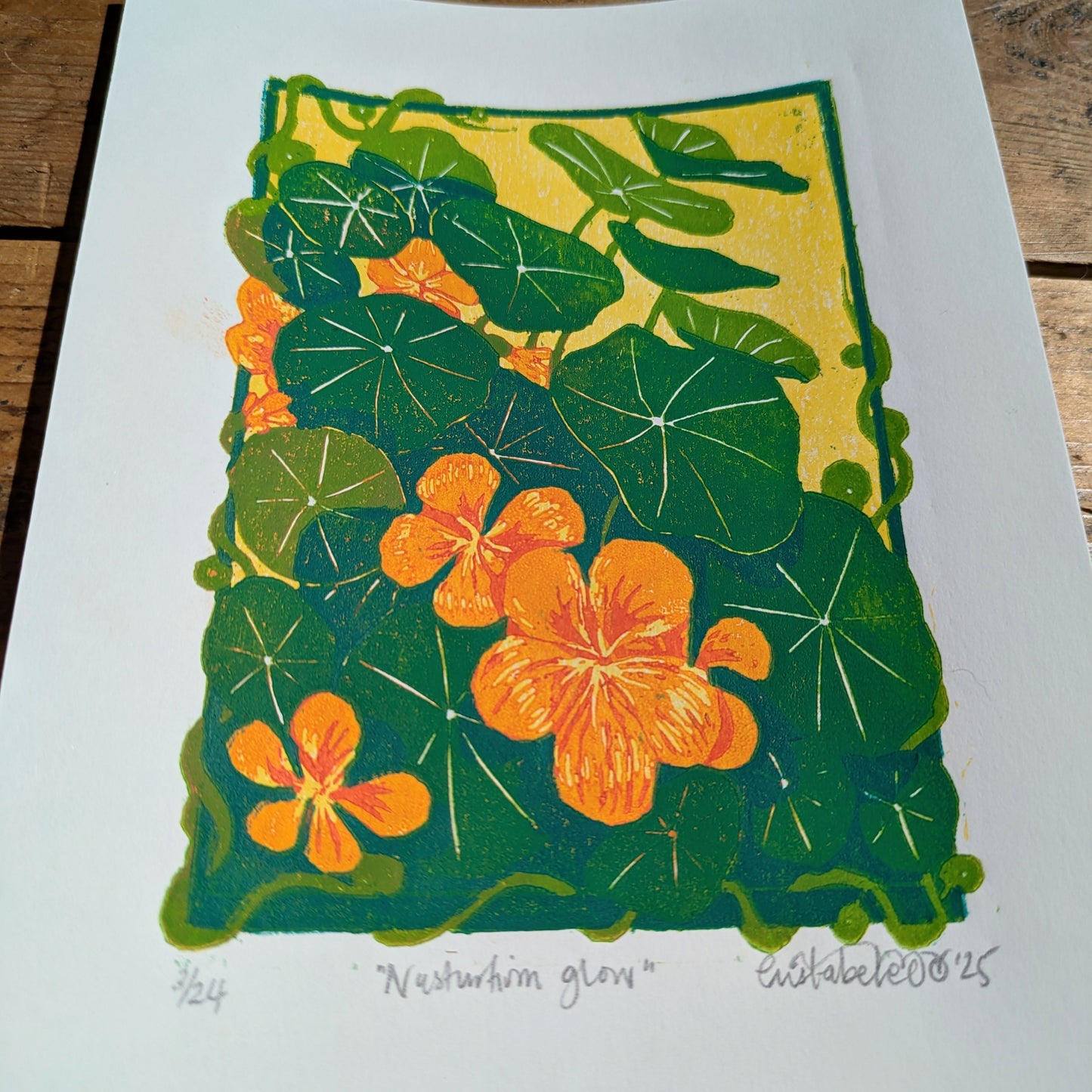 A5 Reduction Relief Print "Nasturtium glow"