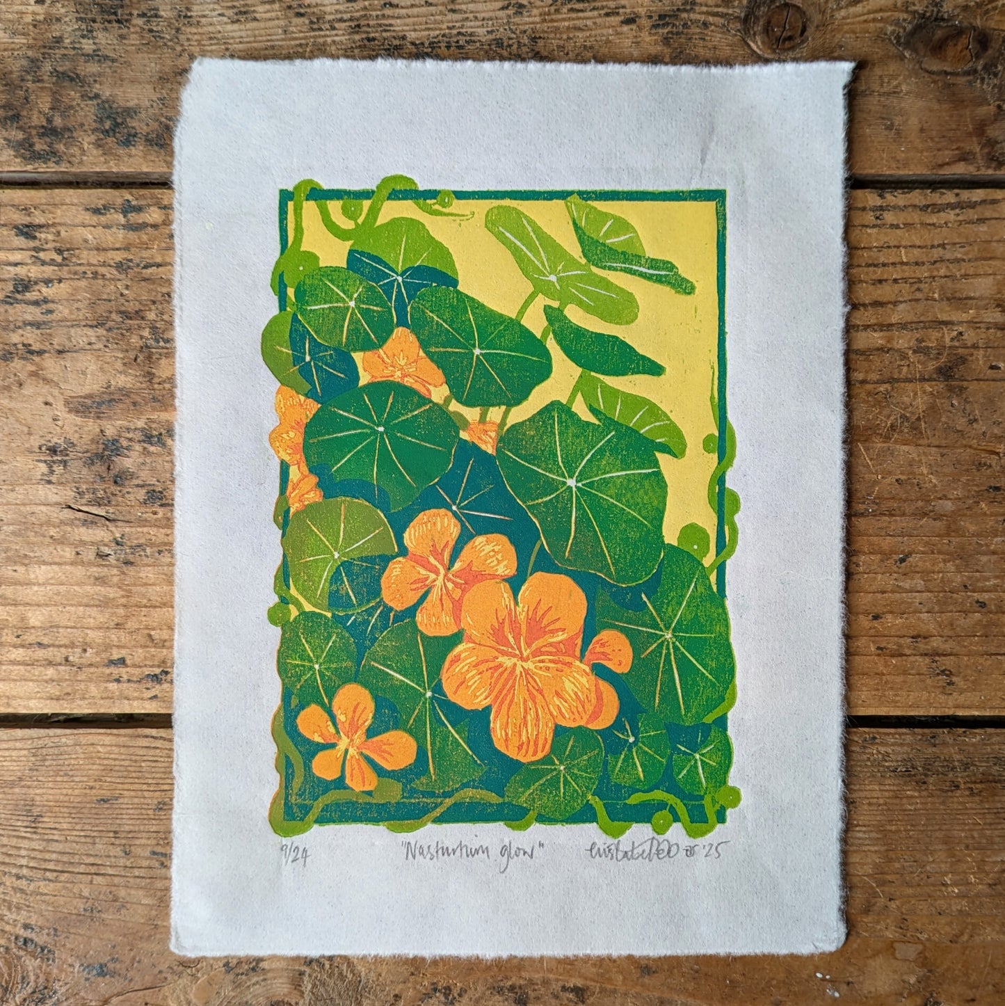 A5 Reduction Relief Print "Nasturtium glow"