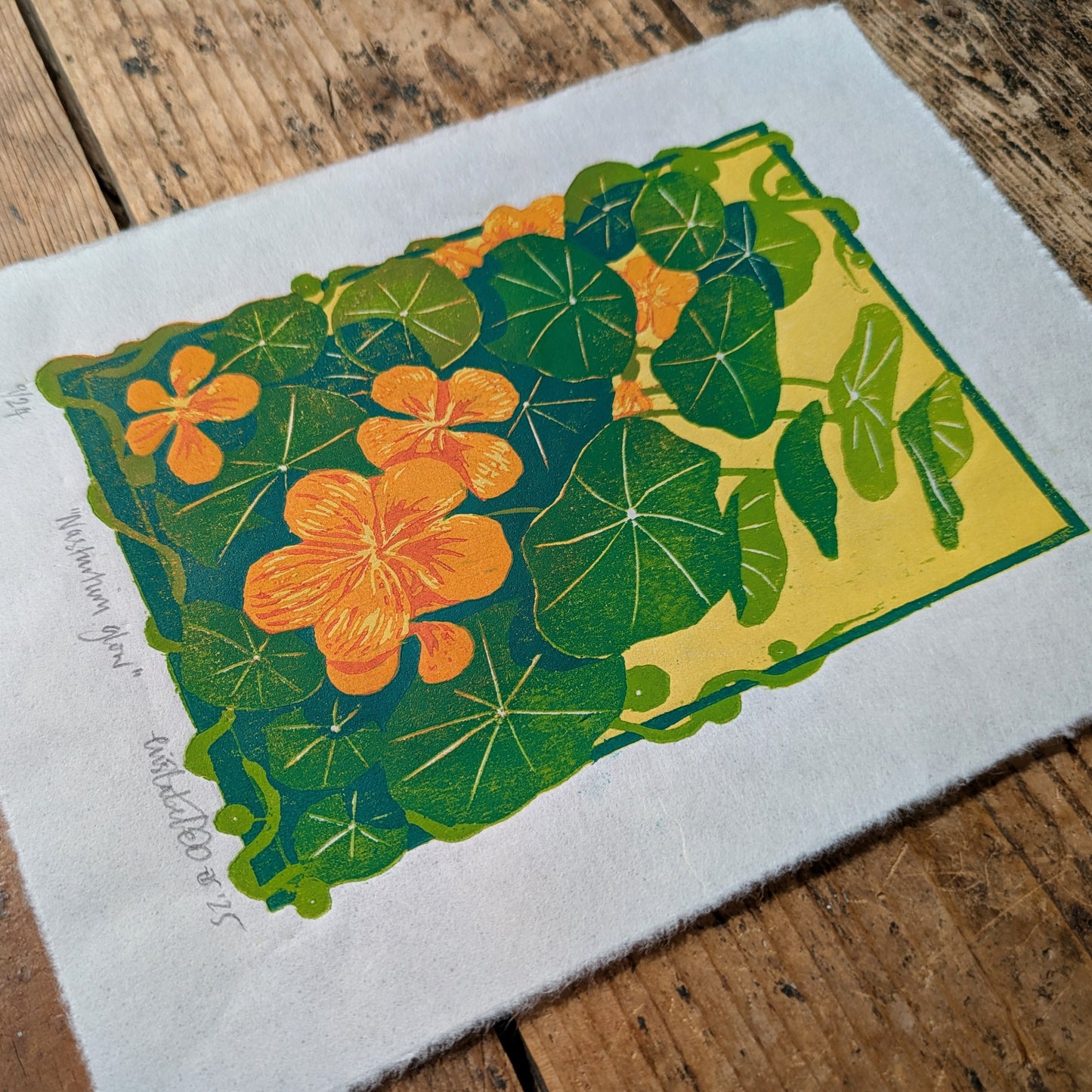 A5 Reduction Relief Print "Nasturtium glow"