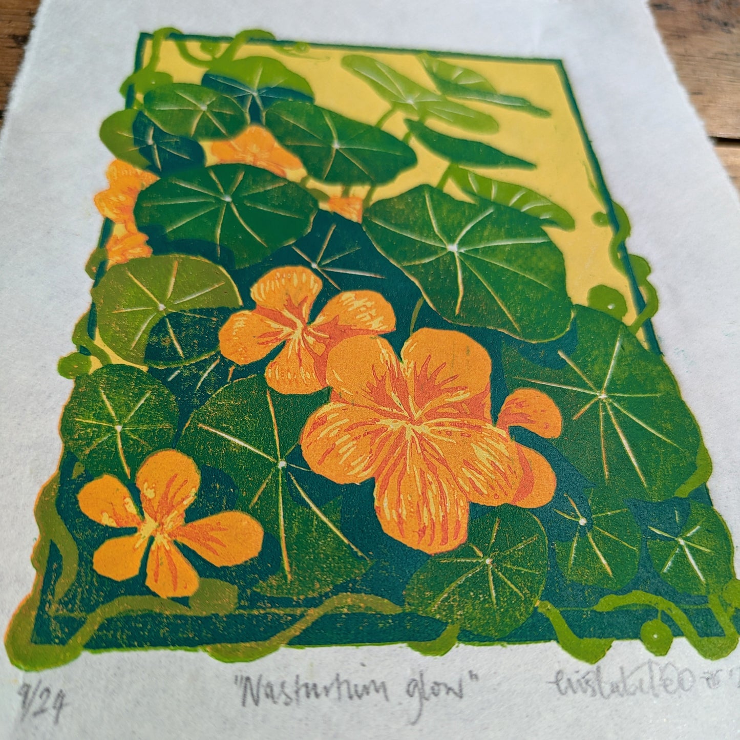 A5 Reduction Relief Print "Nasturtium glow"
