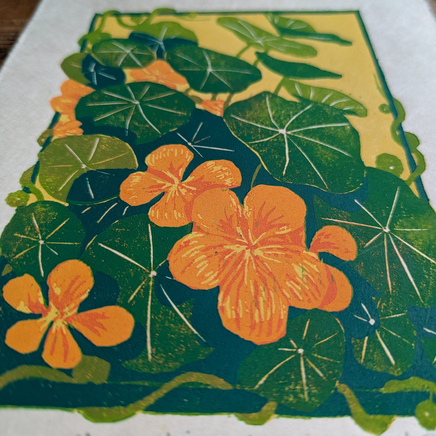 A5 Reduction Relief Print "Nasturtium glow"