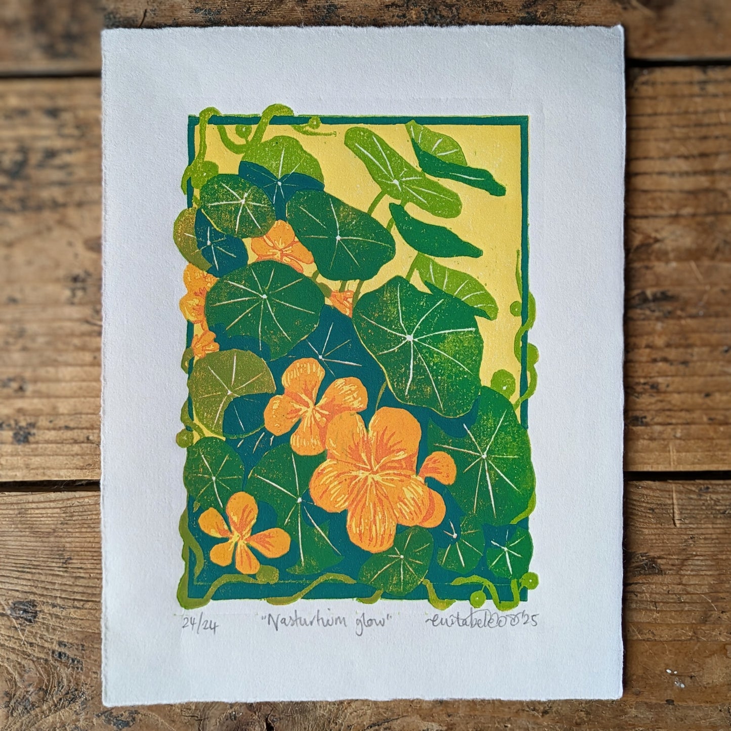 A5 Reduction Relief Print "Nasturtium glow"
