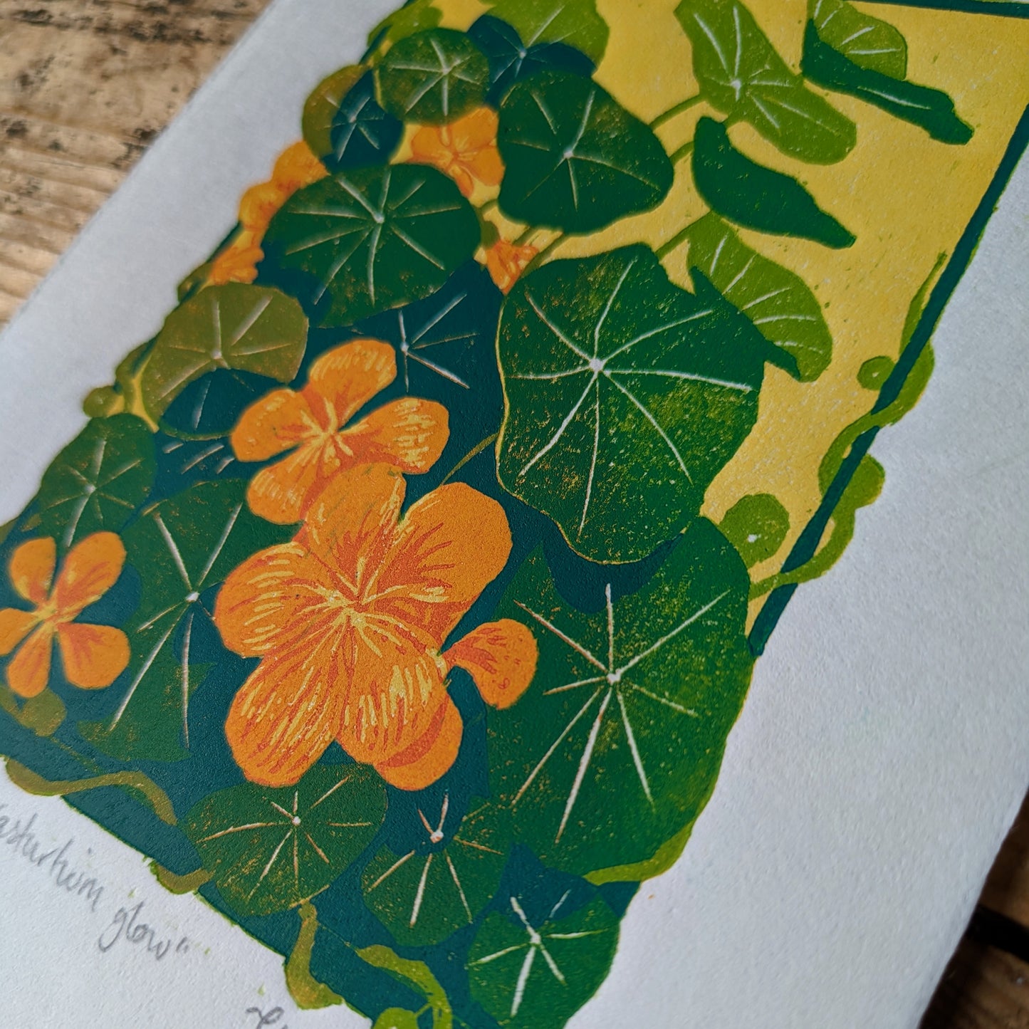 A5 Reduction Relief Print "Nasturtium glow"