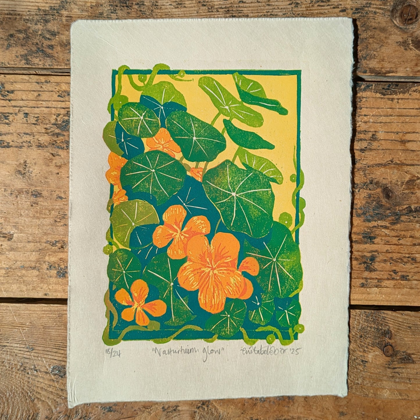 A5 Reduction Relief Print "Nasturtium glow"