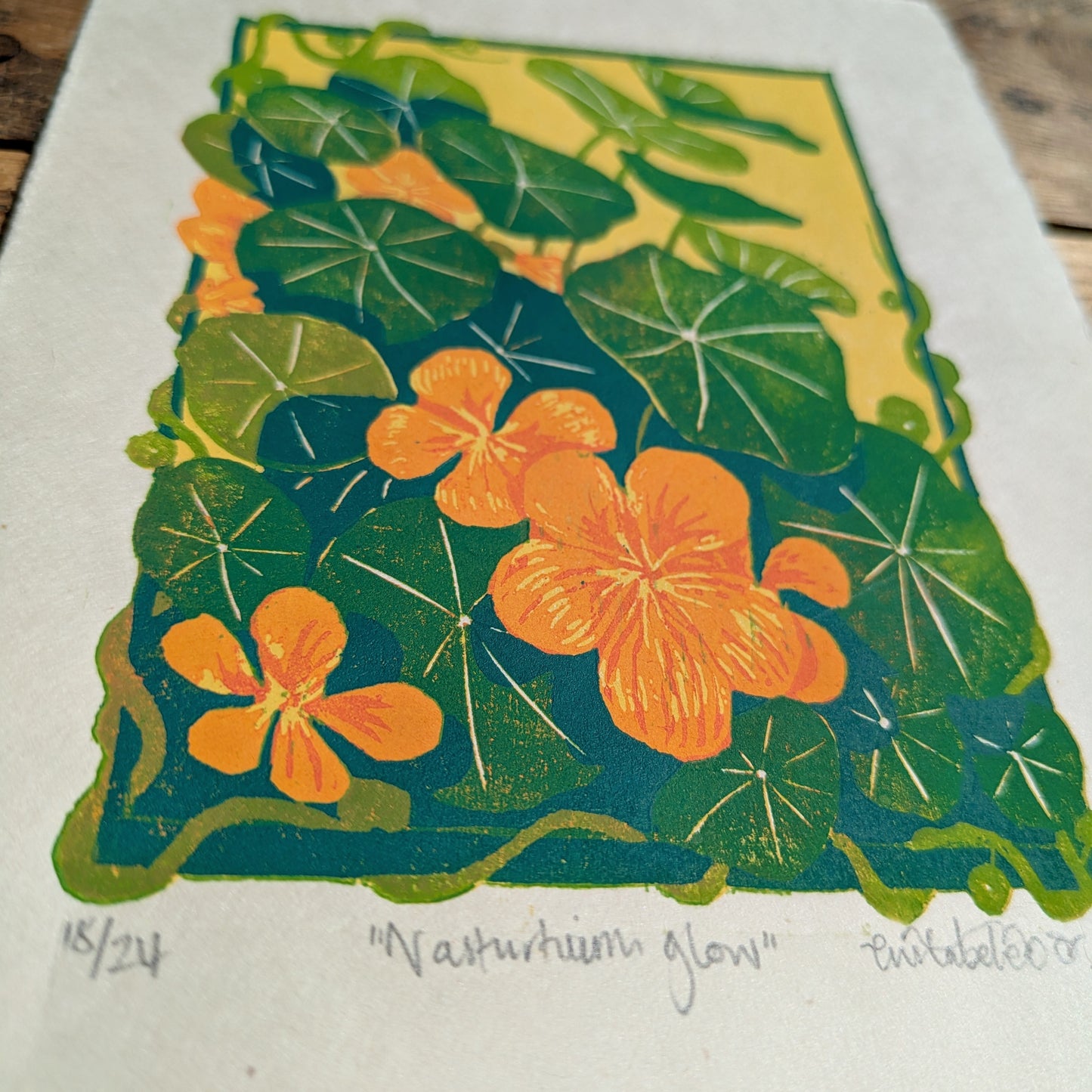 A5 Reduction Relief Print "Nasturtium glow"
