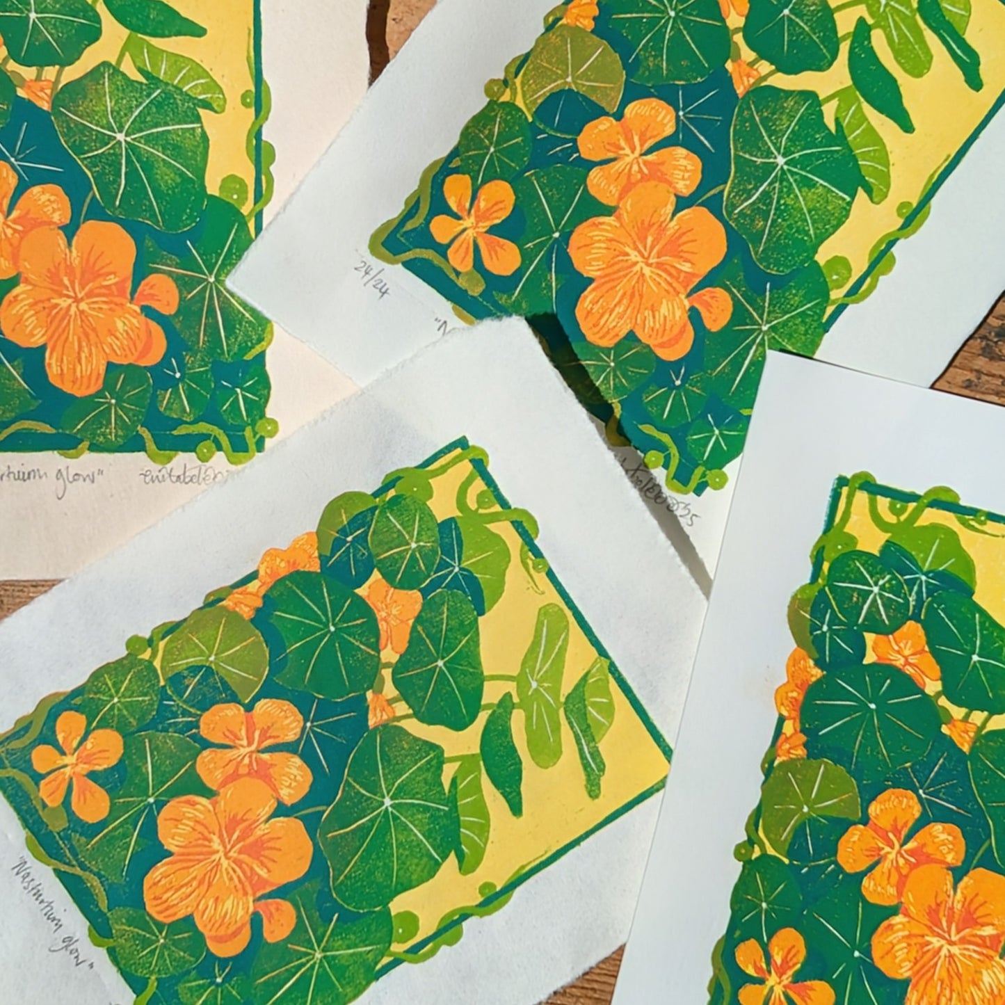 A5 Reduction Relief Print "Nasturtium glow"