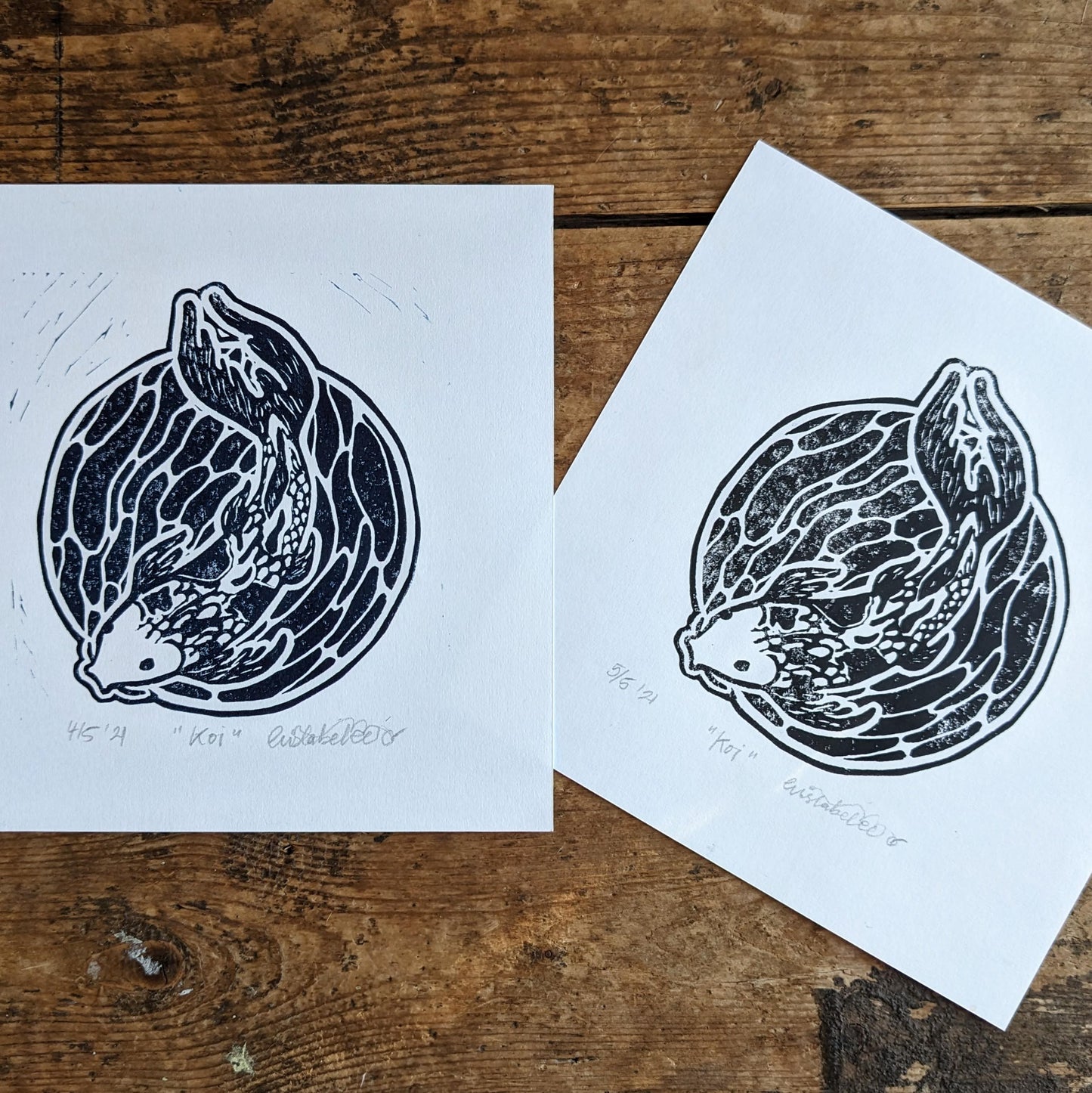"Koi" Fish Original Handmade Linocut Print