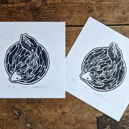 "Koi" Fish Original Handmade Linocut Print