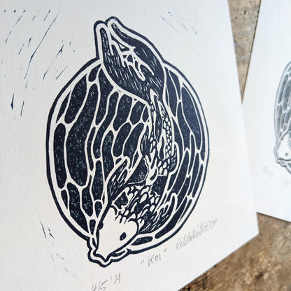 "Koi" Fish Original Handmade Linocut Print