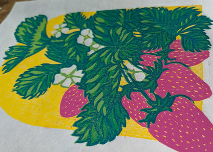 A5 Reduction Relief Print "Strawbs"