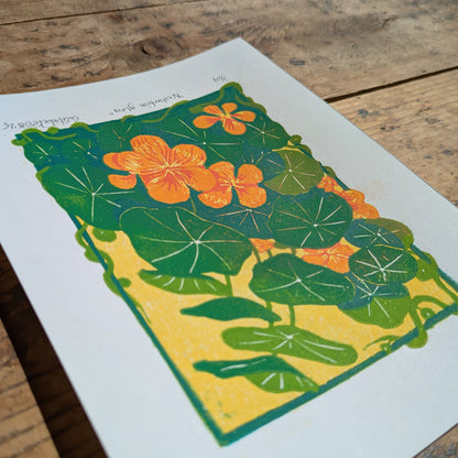 A5 Reduction Relief Print "Nasturtium glow"
