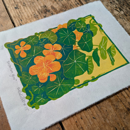 A5 Reduction Relief Print "Nasturtium glow"