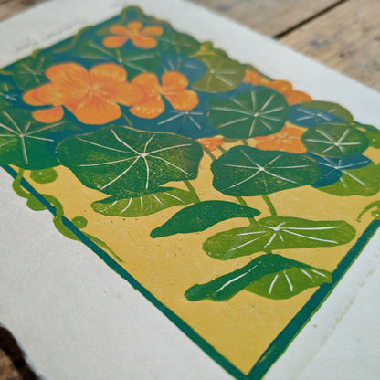 A5 Reduction Relief Print "Nasturtium glow"