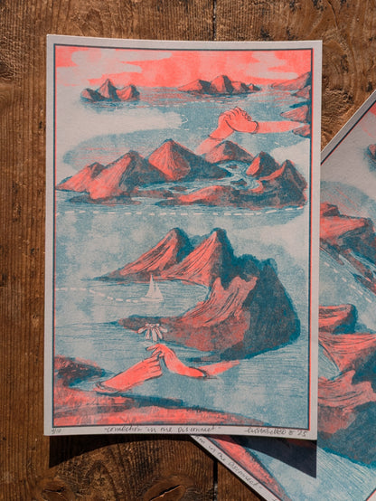 A5 Risograph print Islands