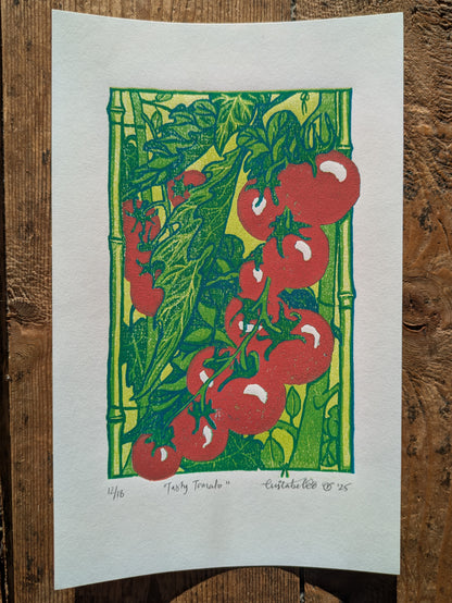 A5 Reduction Relief Print "Tasty Tomatoes"