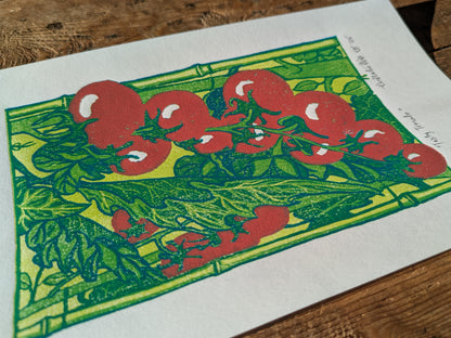 A5 Reduction Relief Print "Tasty Tomatoes"