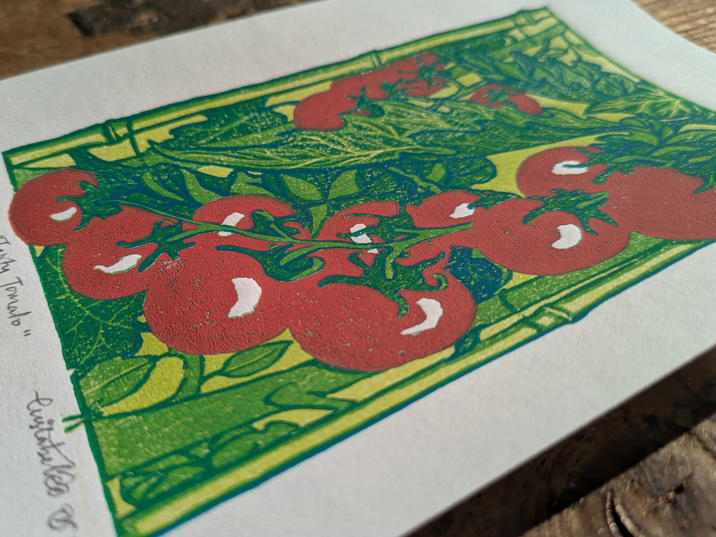 A5 Reduction Relief Print "Tasty Tomatoes"