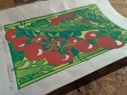 A5 Reduction Relief Print "Tasty Tomatoes"