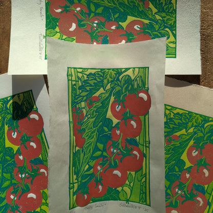 A5 Reduction Relief Print "Tasty Tomatoes"