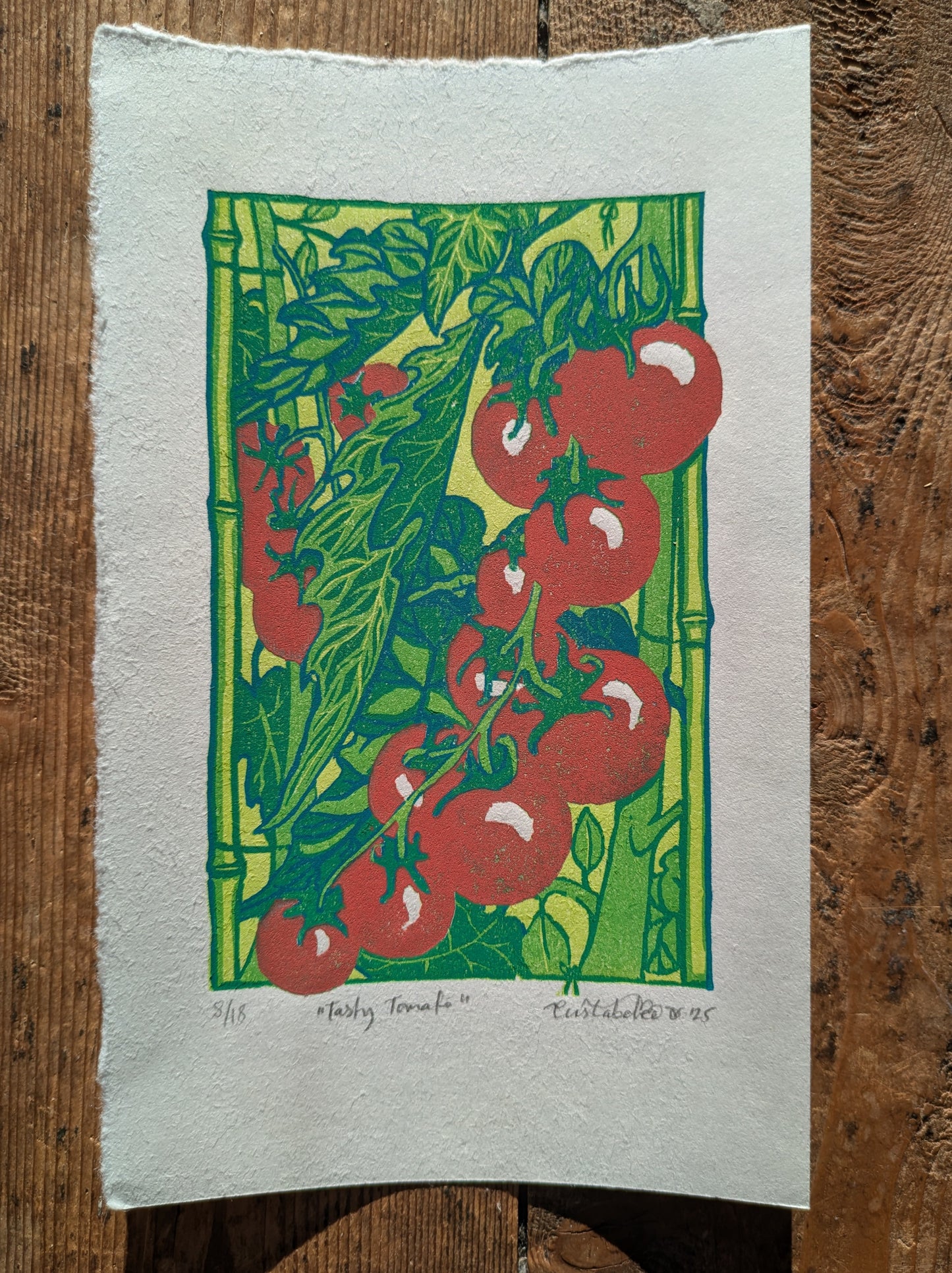 A5 Reduction Relief Print "Tasty Tomatoes"