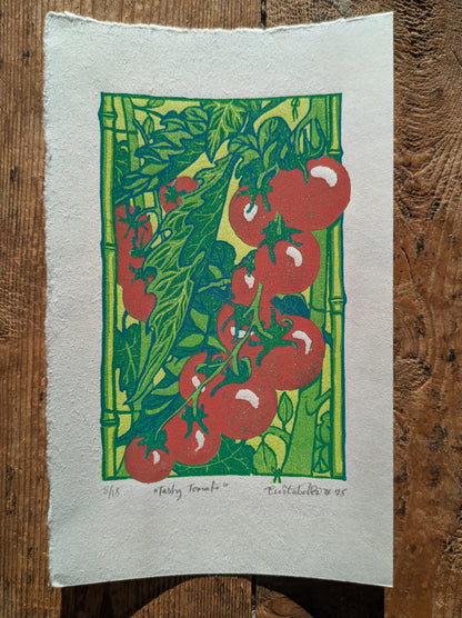 A5 Reduction Relief Print "Tasty Tomatoes"