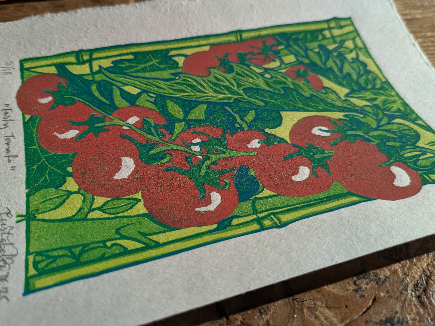 A5 Reduction Relief Print "Tasty Tomatoes"
