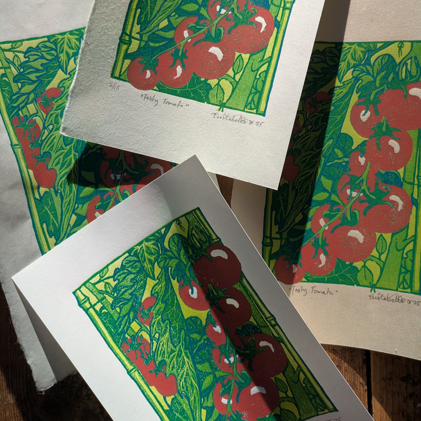 A5 Reduction Relief Print "Tasty Tomatoes"