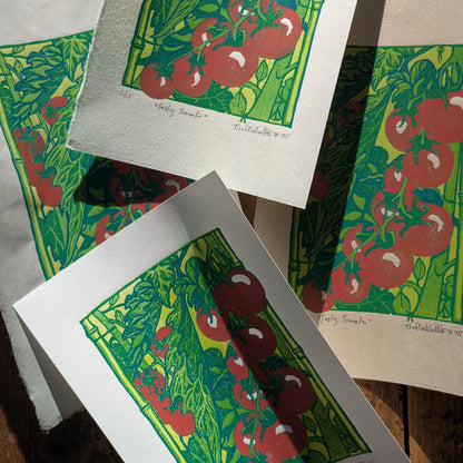 A5 Reduction Relief Print "Tasty Tomatoes"
